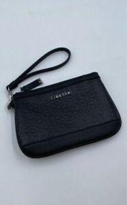 Calvin Klein Womens Black Card Holder Wristlet Strap Clutch Wallet Size Small