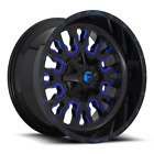 (4) 20x10 Fuel Gloss Black & Blue Stroke Wheel 5x114.3 5x127 Ford Jeep Toyota GM
