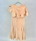 Antique Vintage 1920s Salmon Pink Silk Dress with Capelet Drop Waist AS IS