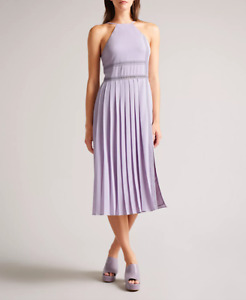TED BAKER Women Lilac Camylie Lace Inset Halter Neck Dress Size 2 NWT 325$