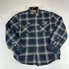 Wrangler Sherpa Lined Flannel Mens S Blue Plaid Button Up Shacket Jacket Outdoor