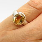 925 Sterling Silver Real Citrine Gemstone Oval-Cut Ring