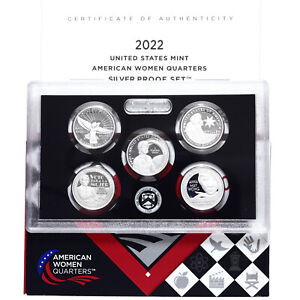 2022 S Proof American Women Quarter Set 99.9% Silver OGP & COA 5 Coins