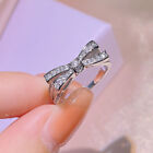 925 Sterling Silver Ring Crystal Bow Rings Women Fashion Jewelry Size 6-10