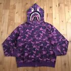Mook limited BAPE Purple Fire camo shark full zip hoodie A Bathing Ape Size S