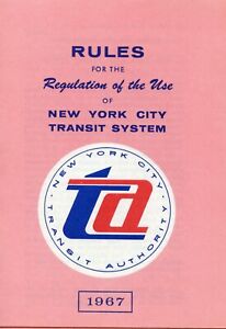 1967 New York Subway Map MINT Rules For Passengers NY City Transit System