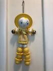 Vintage Celluloid Hard Plastic Yellow Crib Rattle Toys Girl Doll Bells 1950's