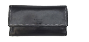 COACH Black Leather Trifold Wallet Clutch