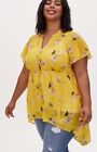 TORRID Lexie Babydoll Chiffon Tunic in Floral Yellow Women's Size 2