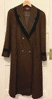Lovely  Brown Long Double Breasted Wool Blend Ladies Coat -Velvet Trim by Alorna