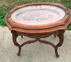 Walnut Carved Coffee Table with Glass Serving Tray  (RP-CT-38)
