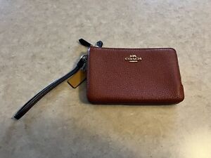 Coach Double Zip Wallet Wristlet Color Block Leather New