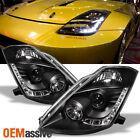 Fits 03-05 350Z Fairlady Z33 Black DRL LED Strip Projector Headlights Lamps Pair (For: Nissan 350Z)