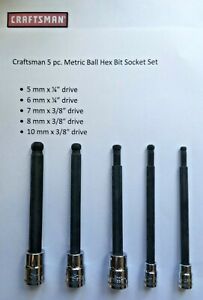 CRAFTSMAN 5pc 1/4 - 3/8  Metric Long Ball Hex Allen bit socket set