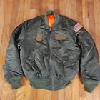 VTG 90s Alpha Industries MA-1  Bomber Jacket Reversible USA Flag Patches Size M