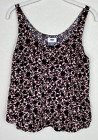 Old Navy Floral Tank Top Size M Black Pink Double Layered Short Flowy Sleeveless