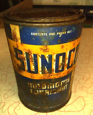 Vintage 1937 Sunoco Automotive Lubricant 1 LB Can W/Grease inside.. Sun Oil Co