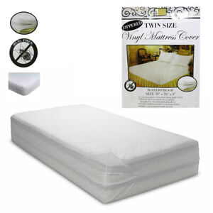 Twin Size Bed Mattress Cover Zipper Plastic Waterproof Bed Bugs Protector Mites