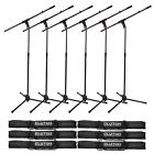 DJ Pro Audio Band Microphone Tripod Boom Stands w Carry Bags & Mic Clips 6 Pack