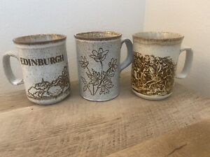 New ListingVintage Dunoon Ceramic Coffee Mugs Lot Of 3 Scotland Cups Horses Edinburgh
