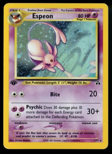 Espeon 1/75 1st Edition Neo Discovery Holo Rare Pokemon Played Card