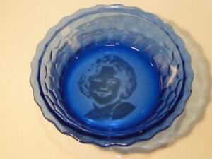 Vintage Cobalt Blue Glass Shirley Temple Bowl 1930s Glassware