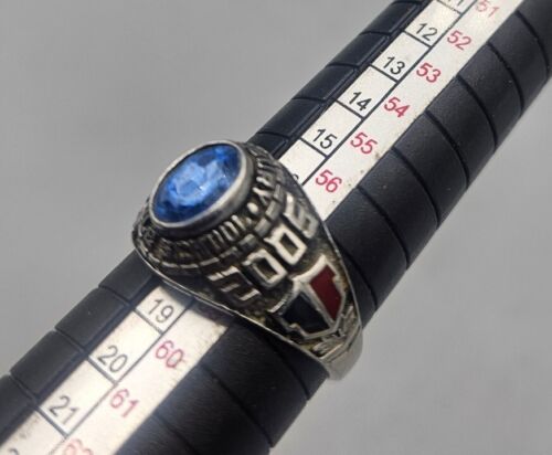 2005 Stainless Girls Woodbury Middle School Class Ring Blue Stone Sz: 8.5 (M7)