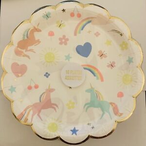 New Meri Meri Unicorn Party Plates Round Scalloped 16 Pack Party Plates
