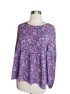 Live To Be Spoiled Women’s Pink peasant Top Floral Long Sleeve size XL