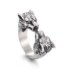 ExcellentJewelry Biker Rings Stainless Steel Growling Wolf Head Men's Ring 9-13#