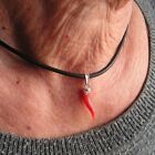 pendant natural red coral horn lucky charm made in italy 25mm long