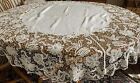 Vintage Round  Battenberg Tape Lace Wide Border Tablecloth Cutter Repurpose