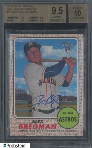 New Listing2017 Topps Heritage Real One Alex Bregman Astros RC Rookie BGS 9.5 w/ 10 AUTO