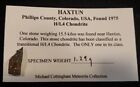 1.29 grams Haxtun Meteorite - Class H/L4 fragment - found in Colorado 1975 w/COA