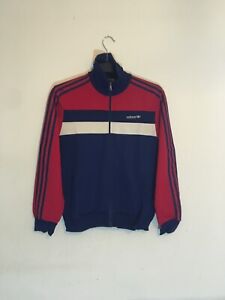 Adidas Vintage Track Jacket Navy/Red 80s Size M Made In Yugoslavia