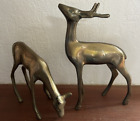 New ListingVintage Brass Deer Set of 2 Solid SMOOTH  Reindeer MCM Retro CHRISTMAS DISPLAY