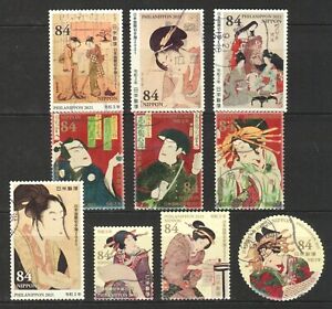 JAPAN 2021 PHILANIPPON 2021 STAMPS EXHIBITION (UKIYOE COSTUMES) SET OF 10 STAMPS