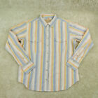 Scully Shirt Adult Large Blue & Yellow Striped Snap Button Up Western Mens