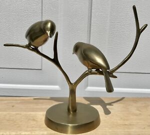 MCM Mid Century Modern Brass Birds On Branch Sculpture Figurine Jewelry Holder