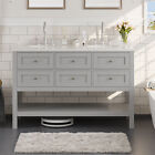 TAUS 59.1'' Modern Free Standing Double Bathroom Vanity w/ Engineered Marble Top