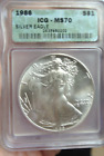 1986 American Silver Eagle $1 ICG MS70 PERFECT COIN -TOP GRADE BEAUTY-FIRST YEAR