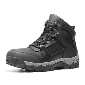 US Mens Hiking Boots Waterproof Mid Top Trekking Boots Leather Work Boots
