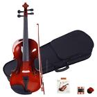 New Solid Wood Natural 1/8 Acoustic Violin + Fiddle Accessories for Beginner