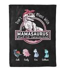Personalized Mamasaurus Blanket Gift For Mom, Custom Dinosaur Mom Kids Blanket