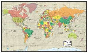 Smithsonian Journeys World Map Tan Ocean Wall Decor Special Collectors Edition