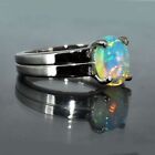 Natural Welo Fire Opal 9X6 MM Oval Cut 925 Sterling Silver Ring Us Size 5