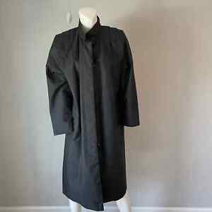 Vintage 1980s FLEET STREET Black Trench Rain Coat Women's Size 8