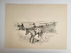 Antique Leicestershire Drawing Sketch Print 1935 Fox Hunting Scene