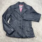 Vintage Wilson Leather Women's XS Black Leather Button Front Jacket Blazer