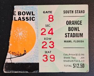 44th Orange Bowl Football Ticket Stub 1/2 1978 Arkansas Oklahoma Roland Sales TD